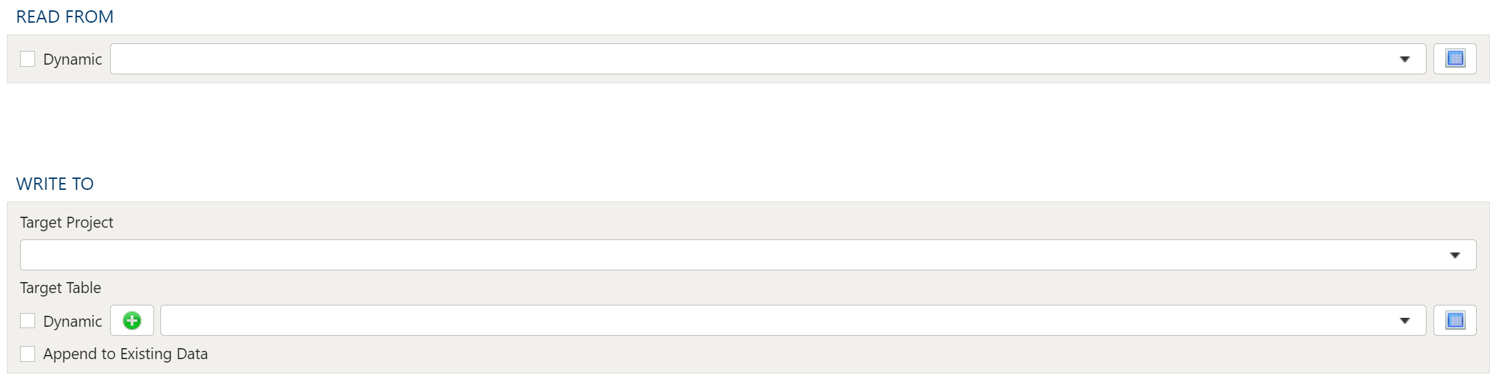 Export External Project Table