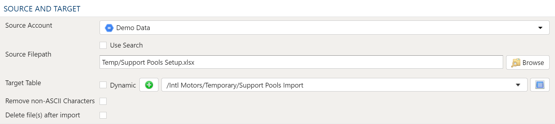 Import Source and Target